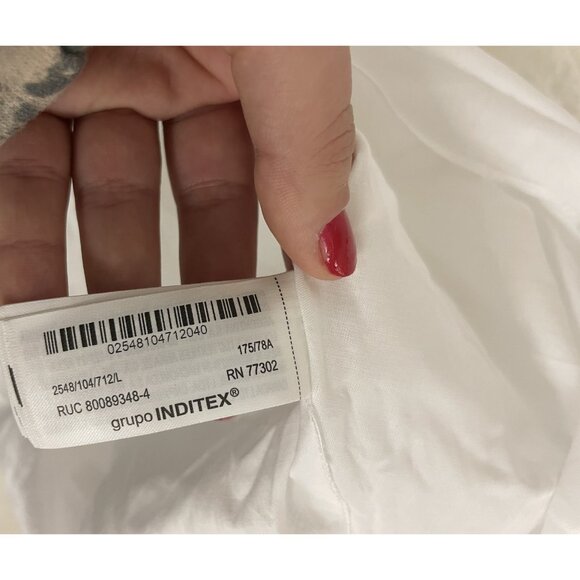 Zara Womens Skirt Large White Linen Lined Asymmetric Midi A-Line 2548/104 NWT - Picture 6 of 14